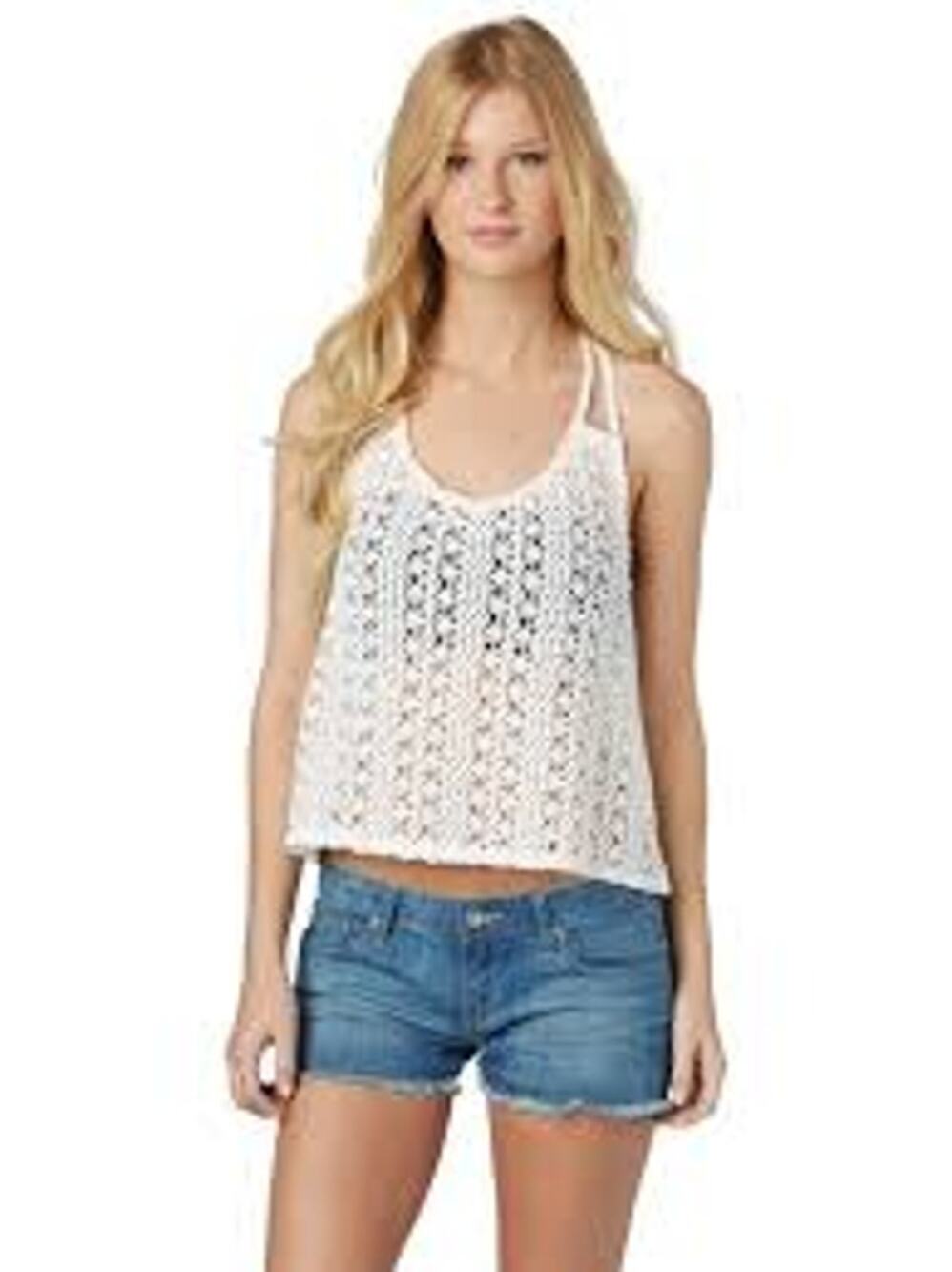 ROXY Shine Your Light Crochet Crop Top Fits Size Small SUMMER SURFER GIRL BEACH